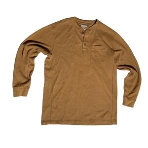 Duluth Trading Co Men's Long Sleeve Thermal Henley Shirt Tan Size L
